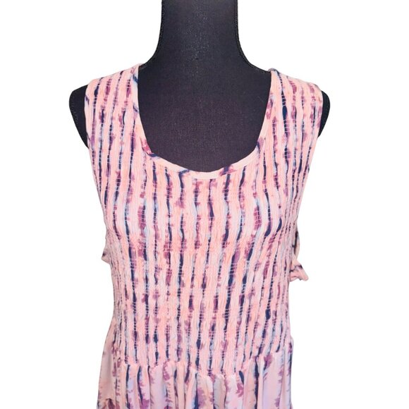 Torrid Sleeveless Smocked Tie-Dye Tiered Top Plus Size 3X Pink Feminine Cottage - Picture 6 of 11